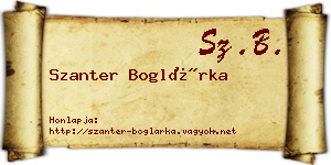 Szanter Boglárka névjegykártya